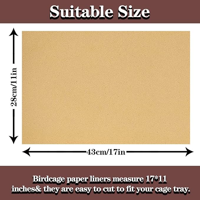 Gravel Liner Paper for Bird Cage, 11 x 17 inch Birdcage Liner Bedding Calcium Paper Special for Bird Cage in Sea Sand Pick Your Size (40)