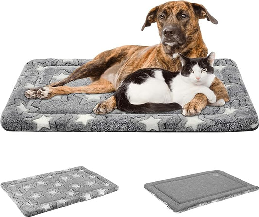 EMPSIGN Dog Bed Mat Dog Crate Pad Reversible (Cool & Warm), Machine Washable Dog Crate Mat, Kennel Pad for Dog Sleeping Mattress for Large Medium Small Dogs, Grey