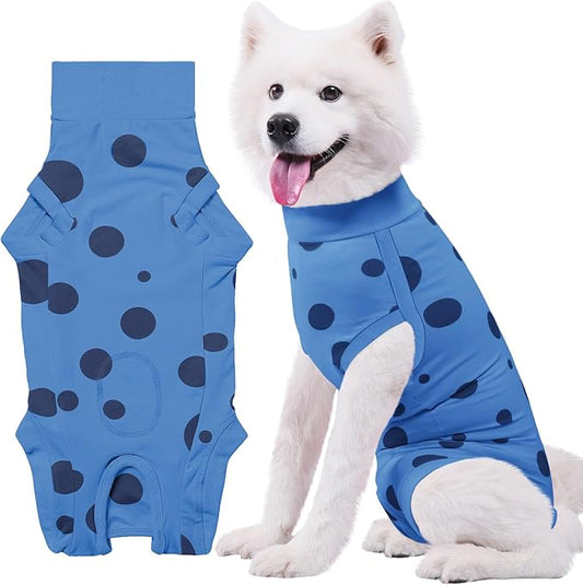 Dog Recovery Suit, Professional Dog Surgery Suit Post Spay, Neuter, Abdominal Surgical Suit for Male Female Dogs Can Pee, Prevent Licking Soft Breathable Cotton Covers Wound (Blue, X-Large)