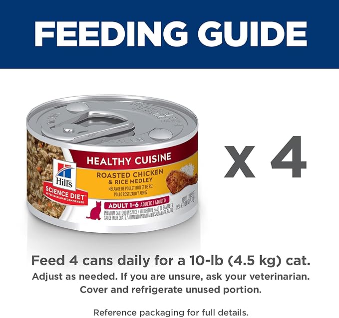 Hill's Science Diet Healthy Cuisine, Adult 1-6, Great Taste, Wet Cat Food, Roasted chicken & Rice Stew, 2.8 oz Can, Case of 24