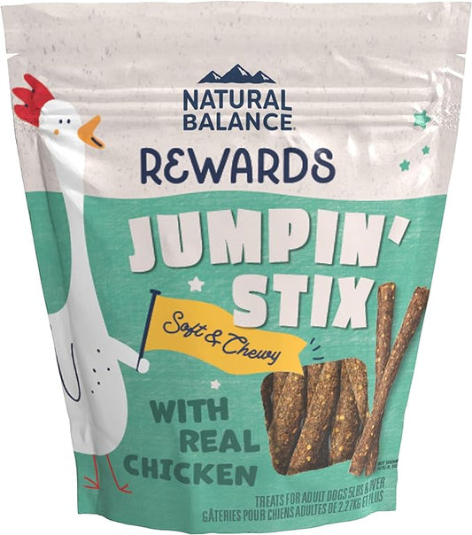 Natural Balance Limited Ingredient Rewards Jumpin' Stix, Grain-Free Dog Treats for Adult Dogs of All Breeds, Chicken Recipe, 10 Ounce (Pack of 1)