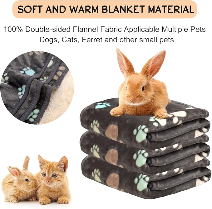 1 Pack 3 Blankets for Dogs Super Soft Fluffy Premium Fleece Pet Blanket Dogs Blankets for Dogs Flannel Throw for Dog Puppy Cat Paw Blanket，Grey，30x20inch