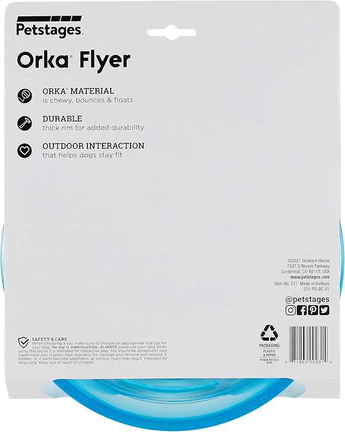 Petstages Orka Flyer Royal Blue Flying Disc Dog Fetch Toy