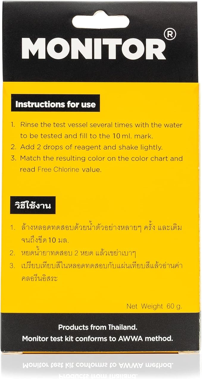 Monitor Chlorine Test KIT (250 Tests) - Monitor Aquarium and aquaculture Water Quality
