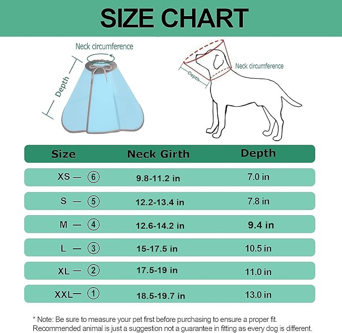 Supet Dog Cone Adjustable Pet Recovery Collar Dog Surgery Cone Protective Dog Cone Collar for Large Medium Dogs After Surgery