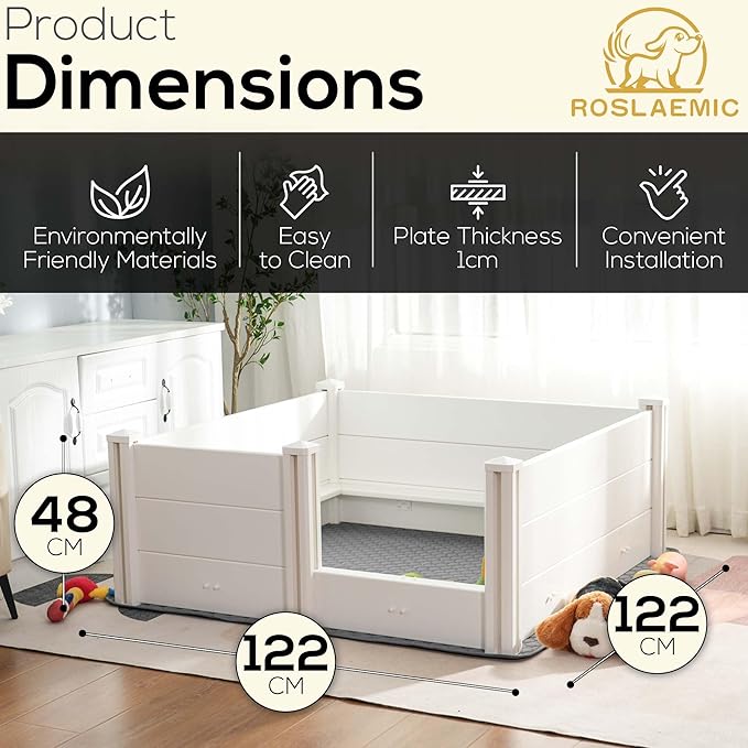 48" x 48" Whelping Box for Dogs and Puppies with Rails, Puppy Whelping Supplies, Suitable for Medium/Large Dogs, White