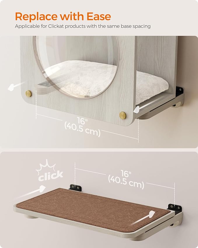 Feandrea Clickat Collection - No.010 Cat Cave, Cat Wall Condo House with Hammock, Observation Window, Extremely Quick Assembly, Unlimited Expandability, Replaceable Module and Cushion