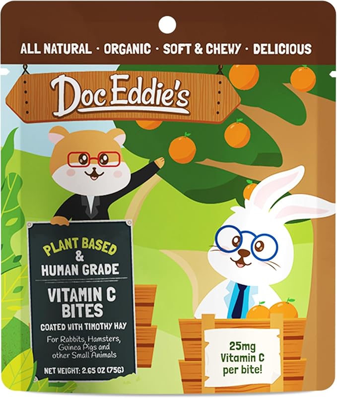 DOC EDDIE'S Vitamin C Bites - Small Animal Treats or Snack for Hamster, Guinea Pig, Rabbit, Chinchilla, Bunny, Gerbil, Mouse, Rat, Hedgehog, or Squirrel - 5oz - Made w/Real Fruit, Organic Ingredients