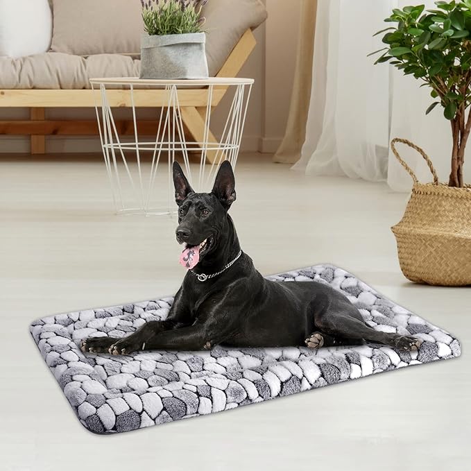 VANKEAN Dog Crate Pad Bed Mat Reversible (Warm & Cool), Soft Pet Sleeping Mat Dog Bed for Crate Suitable for Small to XX-Large Dogs and Cats, Machine Washable Crate Beds, Grey Stone Pattern