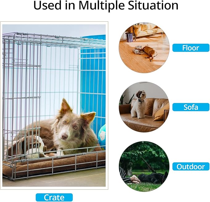 VERZEY Dog Bed, Ultra Soft Faux Fur Dog Crate Pad for Medium Dogs, 30inch, Brown, Machine Washable, Anti-Slip