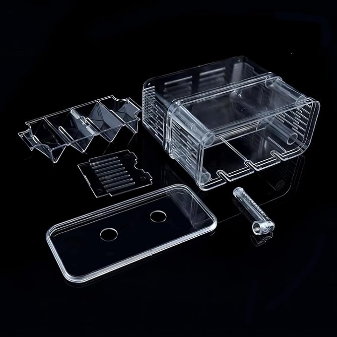 in-Tank Aquarium Breeder Box for Fish Tank, Breeding Incubator for Small Fish Hatchery, Acrylic Divider for Shrimp Clownfish Aggressive Fish Injured Fish, Can Connect Air Pump (Medium)