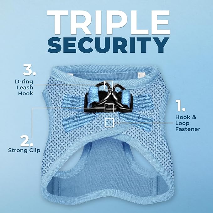 Voyager Step-in Air Dog Harness - All Weather Mesh Step in Vest Harness for Small and Medium Dogs and Cats by Best Pet Supplies - Harness (Baby Blue), XS (Chest: 13-14.5")