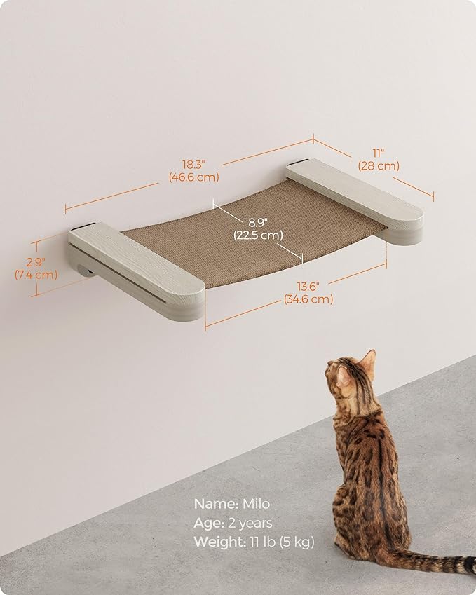 Feandrea Clickat Collection - No.001 Cat Hammock, Wall-Mounted Cat Bed, Space-Saving Cat Wall Perch, Extremely Quick Assembly, Unlimited Expandability, Replaceable Module and Fabric