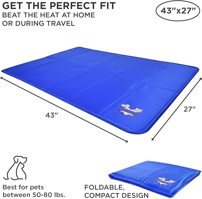 Arf Pets Dog Cooling Mat 27” x 43” Pad for Kennels, Crates and Beds, Non-Toxic, Durable Solid Self Cooling Gel Material. No Refrigeration or Electricity Needed