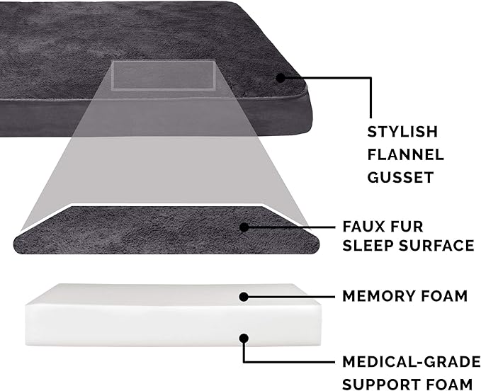 Furhaven Orthopedic Dog Bed for Large Dogs w/ Removable Washable Cover, For Dogs Up to 125 lbs - Terry & Suede Mattress - Gray, Jumbo Plus/XXL
