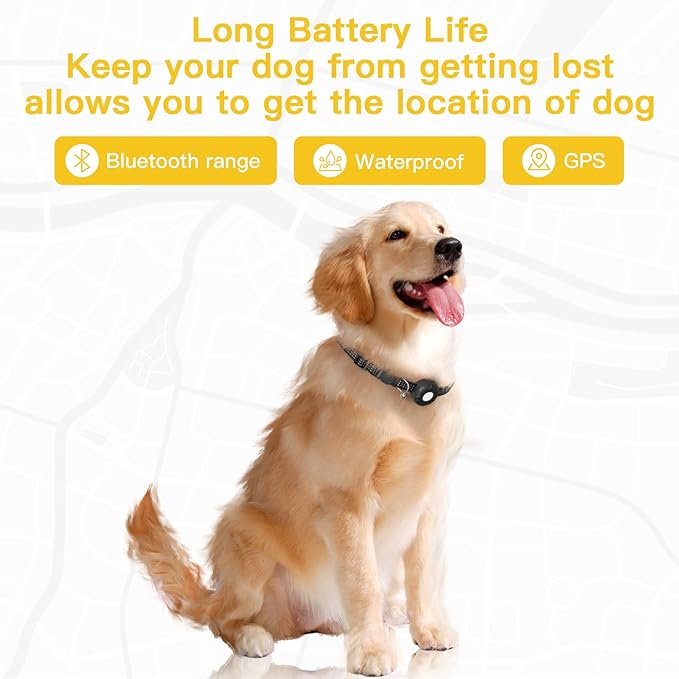 Dog Tracker,Pet Tracker for Dogs(iOS Only),Waterproof Dog Tracker Collar with Safety Elastic Buckle,Dog Collar Tracker Works with Any Collar,No Monthly Fee,Support Apple Find My App not for Android