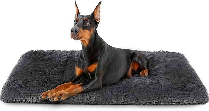 Dog Crate Pad Ultra Soft Dog Bed Mat Washable Pet Kennel Bed with Non-Slip Bottom Fluffy Plush Sleeping Mat for Large Medium Small Dogs, 47 x 29 Inch