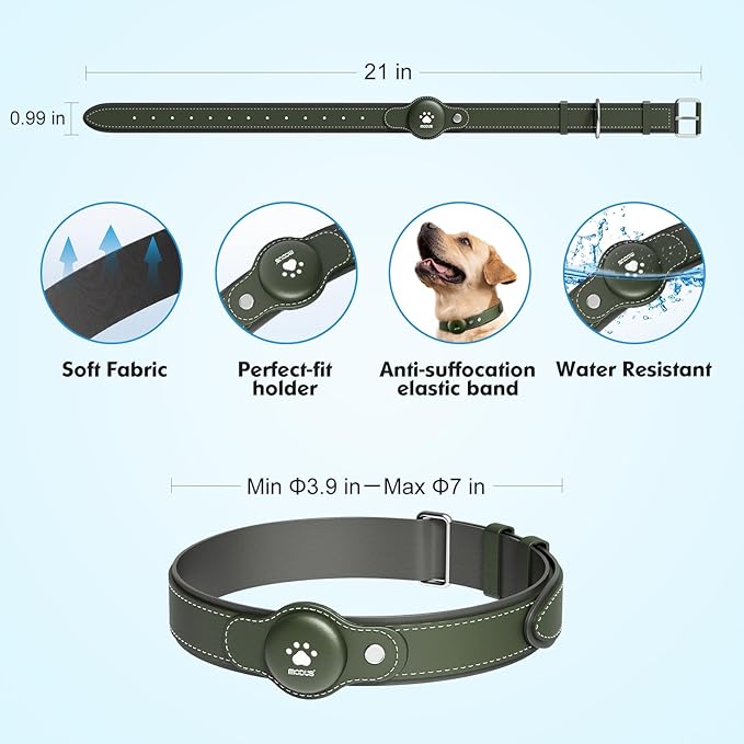 MODUS GPS Tracker for Dogs, 2 in 1 Pet Tracking Smart Collar (Only iOS), Real-time Location/No Monthly Fee/Unlimited Range GPS Tracker Dog Collar Tracking Devices for Small Medium Large Dogs