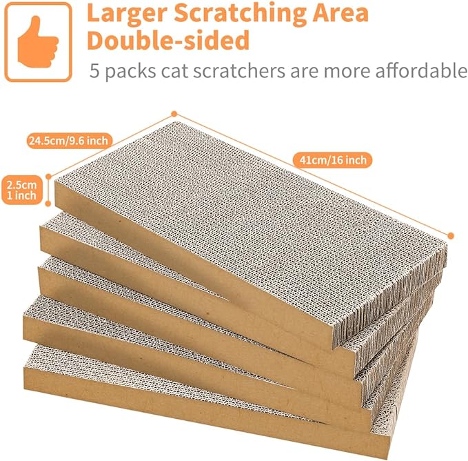 AGYM Cat Scratcher Cardboard Box for Indoor Cats 5 Packs in 1, Cat Scratching Pad Cardboard Box for Indoor Cats and Kitten, Large Size Cat Scratch Pad Board Easy for Cats to Scratch