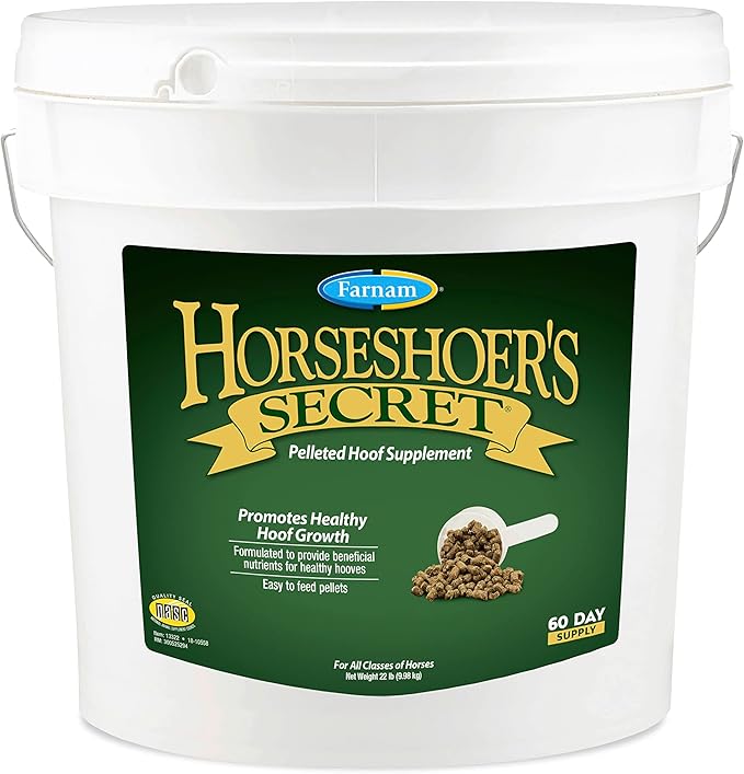 Farnam Horseshoer's Secret Pelleted Hoof Supplements, Promotes healthy hoof growth, maintains hoof walls & supports cracked hooves, 22 lbs., 60 day supply