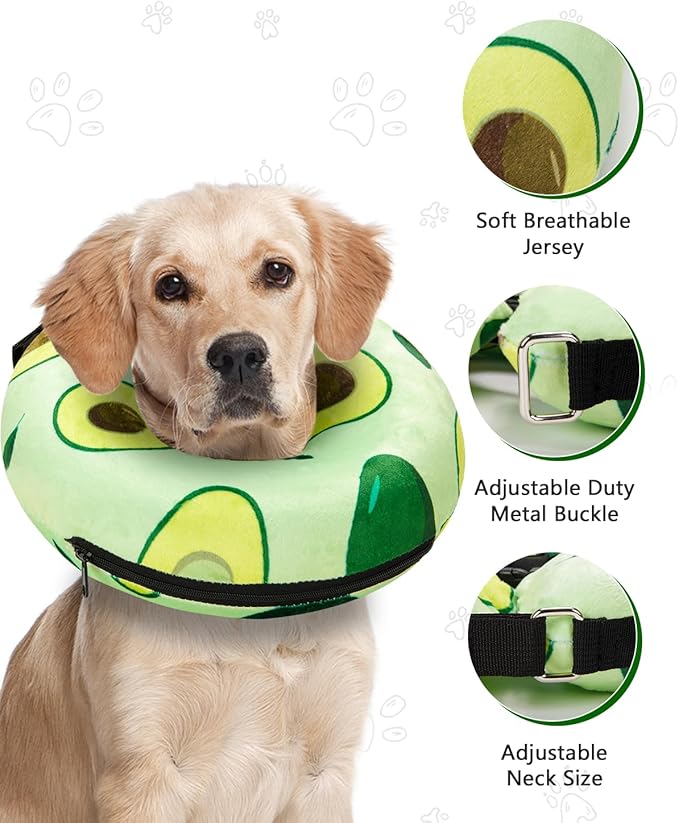 Dog Cone Collar for Small Medium Large Dogs for After Surgery, Pet Inflatable Neck Donut Collar Soft Protective Recovery Cone for Dogs and Cats - Alternative E Collar Does Not Block Vision - Green,S