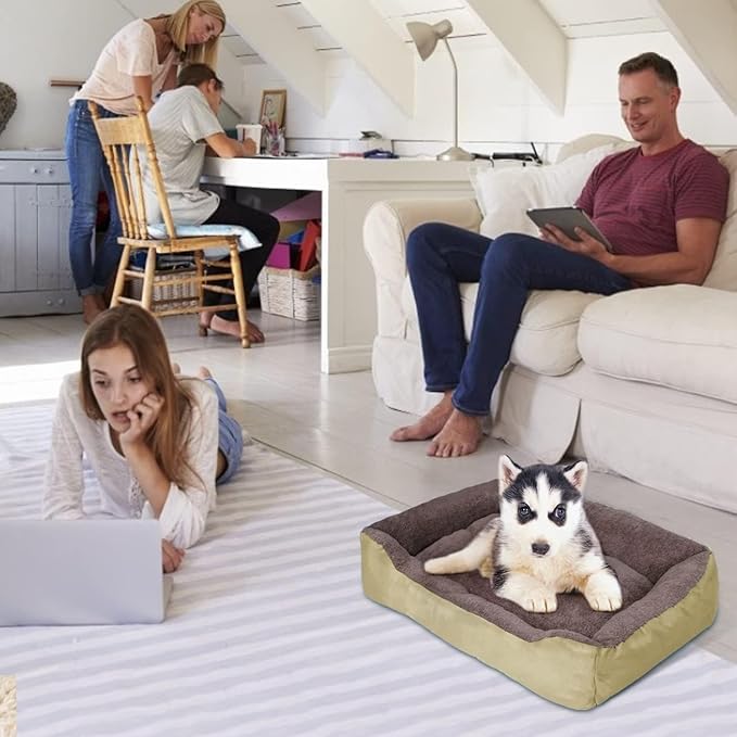 PUPPBUDD Dog Beds for Medium Dogs, Washable Dog Bed Comfortable and Breathable Pet Bed Rectangle Warming Dog Bed for Medium Dogs