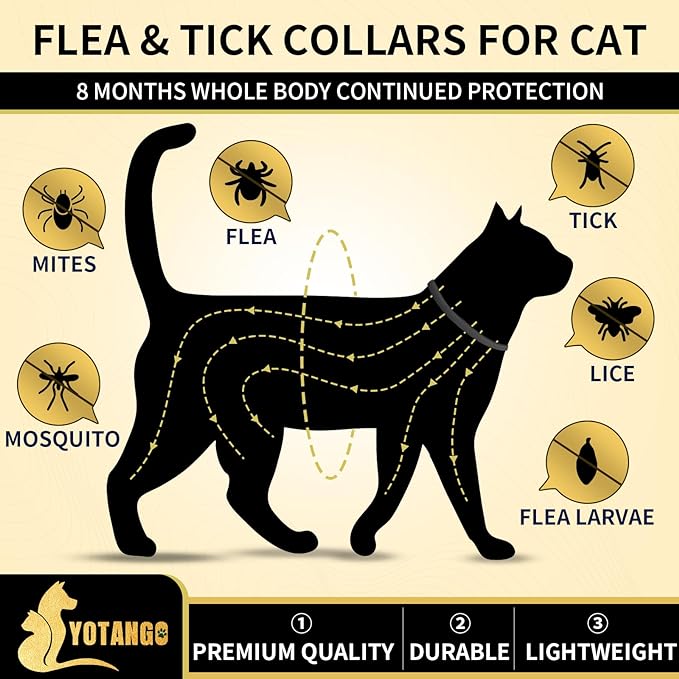 4 Pack Flea Collar for Cats, 32 Months Flea and Tick Prevention for Cats, Waterproof Cat Flea Collar, Cat Flea and Tick Treatment, Adjustable Flea and Tick Collar for Cats Kittens-Black