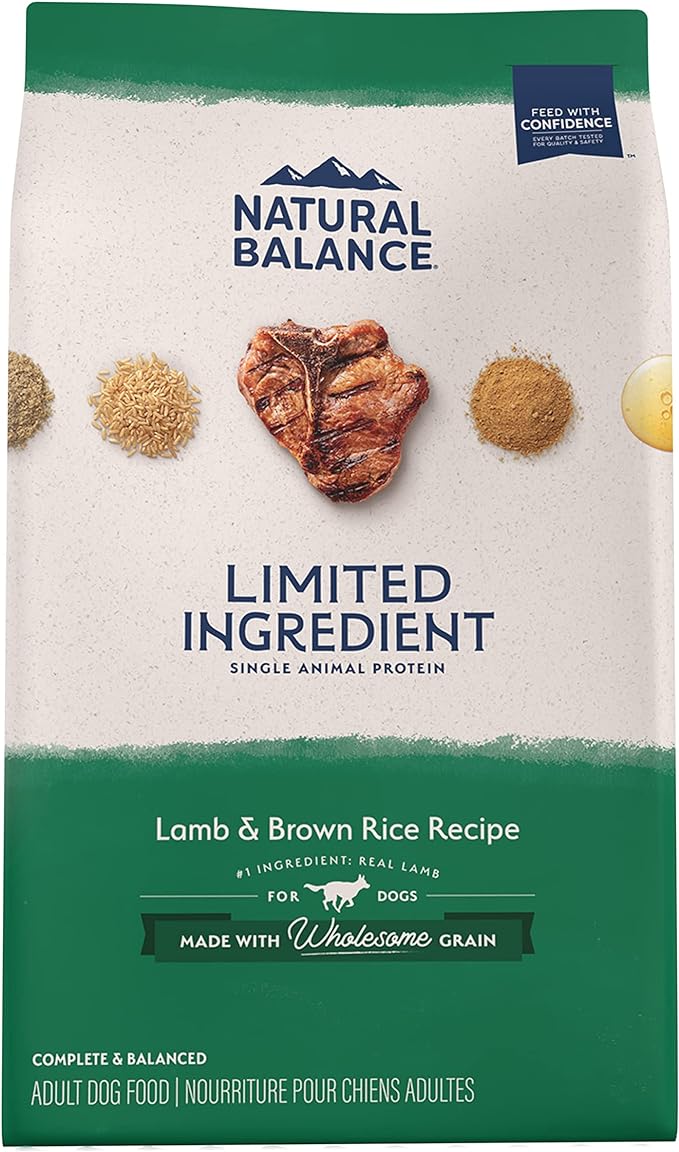 Natural Balance Limited Ingredient Adult Dry Dog Food with Healthy Grains, Lamb & Brown Rice Recipe, 24 Pound (Pack of 1)