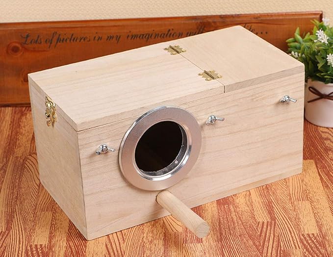 Wood Parakeet Nest Box Pet Bird House Parrot Breeding Mating Box Bird Cage Box for Lovebirds Cockatiel Parrotlets Budgerigar Parakeet (L)