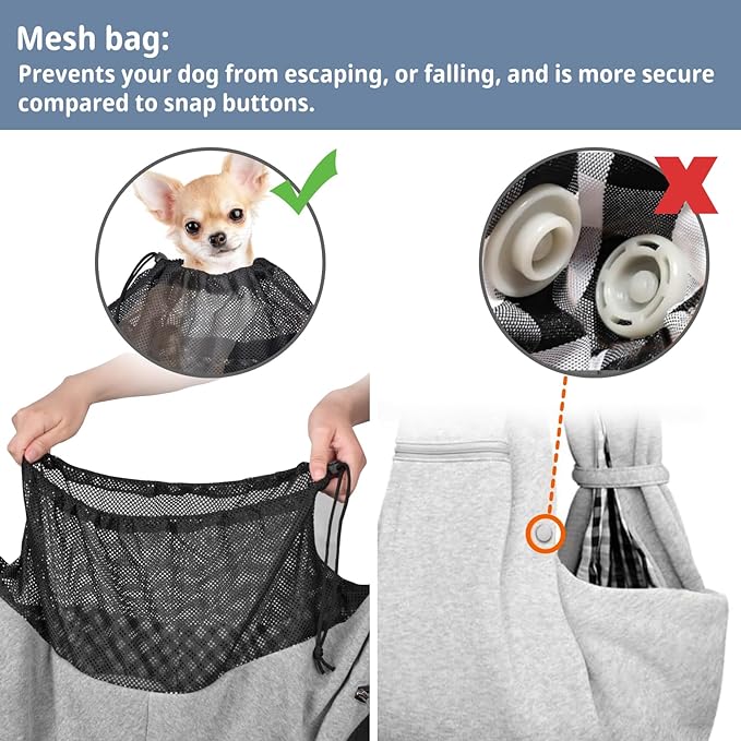 CUBY Dog and Cat Sling Carrier - Small Dog Carrier Sling with Adjust Strap & Zip Pocket, Hands Free Soft Dog Slings for Small Dogs Cats Puppy Pets Outdoor Travel Safety Purse Bag (Silver Grey)