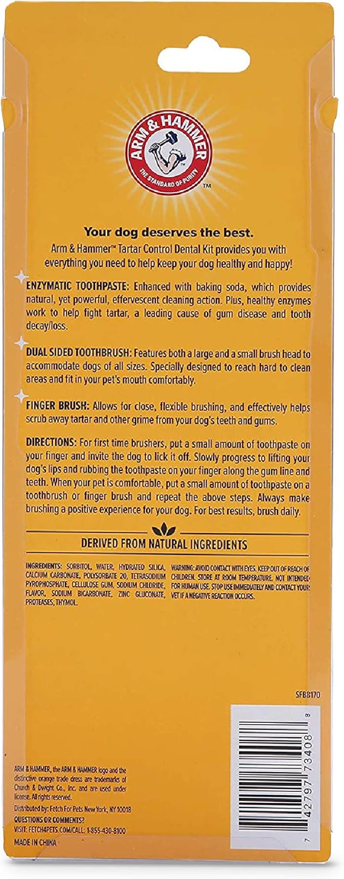 Arm & Hammer for Pets Tartar Control Kit for Dogs | Contains Toothpaste, Toothbrush & Fingerbrush | Reduces Plaque & Tartar Buildup | Safe for Puppies, 3-Piece , Beef Flavor