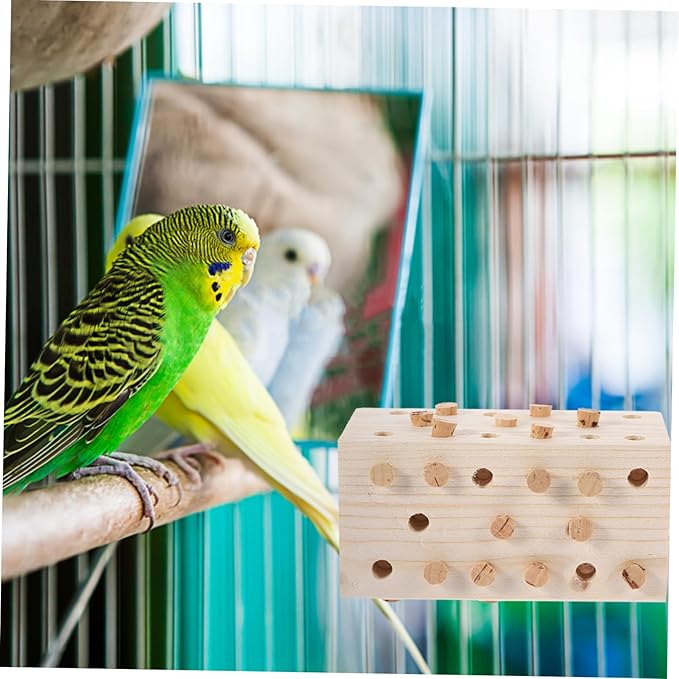 FRCOLOR Parrot Chewing Toy Toys Bird Puzzle Foraging Toy Bird Chewing Toy Bird Playing Toy Parrot Chewing Blocks Parrot Playing Cockatoos Toy Bird Bite Toy Birds Wooden Parrot Cage