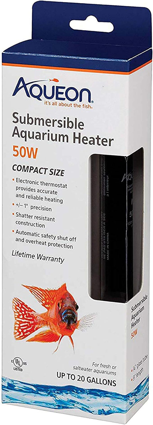 Aqueon Submersible Aquarium Heater, 50 Watts, Up to 20 Gallons