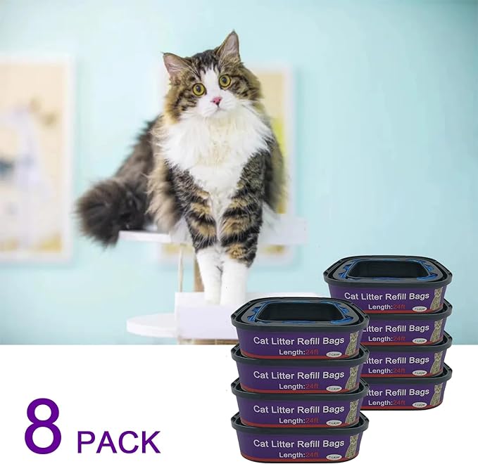 8 Pack Cat Litter Refill Bags Cartridge Compatible with Genie Cat Litter Standard and Plus Pails