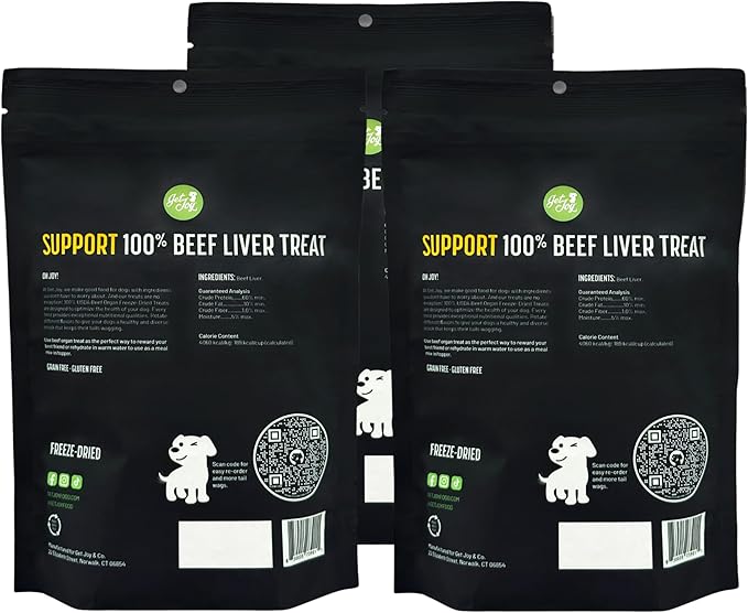 Freeze Dried Superfood 100% Beef Liver Dog Treats, 4 Ounce Bag (Pack of 3), Single Ingredient Organ Meat, High Protein, Vision, Skin & Coat Health, Grain Free, Gluten Free, Made in USA