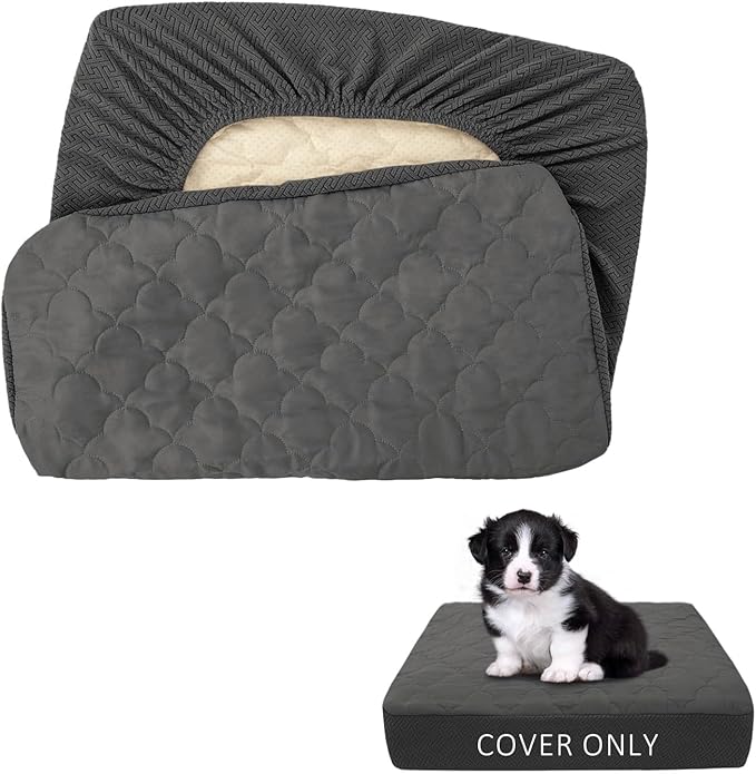 CHHKON Dog Bed Covers Replacement Washable Waterproof Pet Puppy Bed Cover for Dog, Cover Only (Dark Grey,20x15x6 inch)