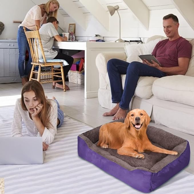 PUPPBUDD Dog Beds for Medium Dogs, Washable Dog Bed Comfortable and Breathable Pet Bed Rectangle Warming Dog Bed for Medium Dogs