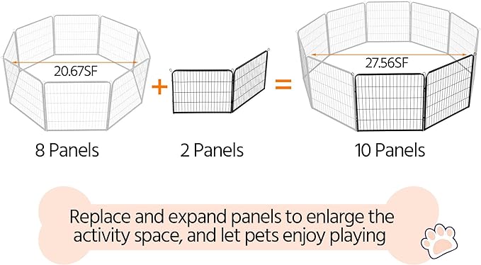 Yaheetech Dog Pen, 2 Panels 32 inch Height Pet Playpen for Puppy/Cat/Rabbit/Small Animals Heavy Duty Metal Exercise Barrier Dog Fence Accessories for Camping Garden Yard Black