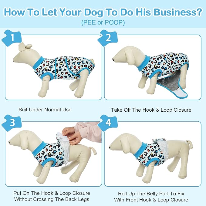 Kuoser Dog Recovery Suit, Soft Dog Onesie for Surgery Female Spay Dog Surgical Recovery Suit Male Neuter, Anti Licking Abdominal Dog Surgical Suit Pet Bodysuit Alternative to Cone of Shame, M
