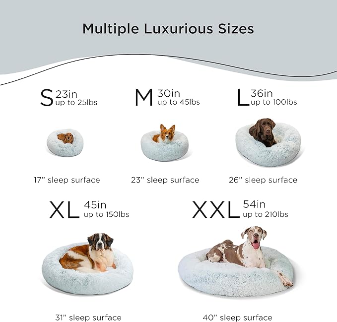 Best Friends by Sheri The Original Calming Donut Cat and Dog Bed in Shag Fur Frost, Extra Large 45"