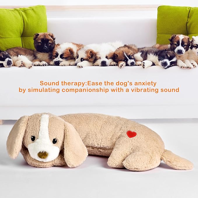 Puppy Heartbeat Toy Heartbeat Stuffed Toy for Dogs, Dog Heartbeat Toy for Pet Anxiety Relief Sleep Aid Cuddle Comfort Calming Crate Kennel Training, Puppy Essentials