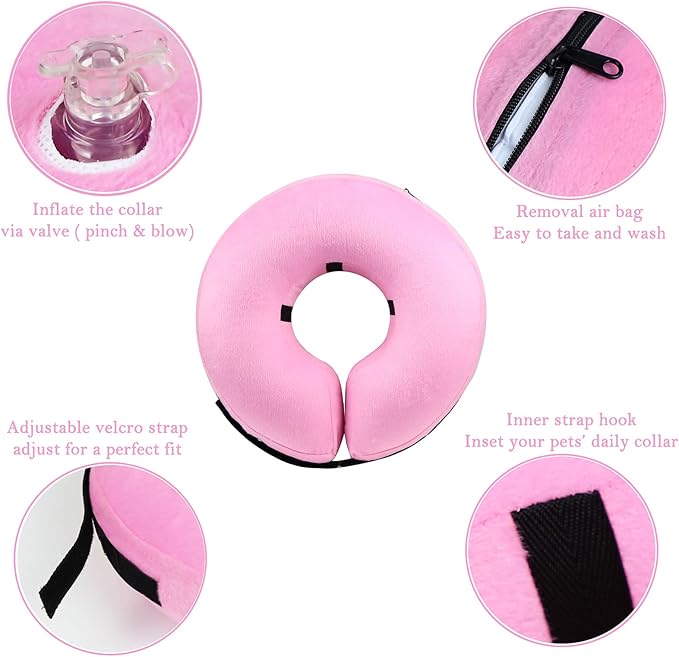 Katoggy Inflatable Dog Collar, Soft E-Collars for dogs after surgery, Adjustable Blow up Donut Dog Cone Collar for Small/Medium/Large Dogs and Cats