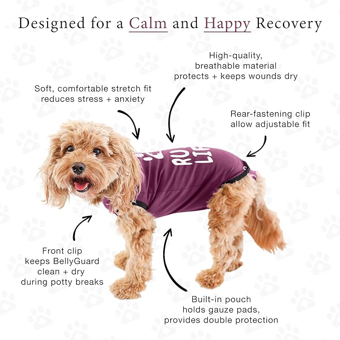 BellyGuard Recovery Suit for Dogs, After Surgery Dog Recovery Suit Female and Male, Soft Cotton Dog Surgery Suit Female Spay, Dog Surgical Recovery Suit Male Neuter, Comfy Surgical Onesie for Dogs.