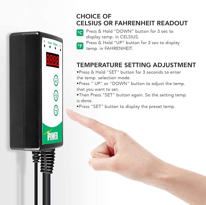 Simple Deluxe 50W Reptile Ceramic Heat Bulb No Light Emitting with 5.5 Inch 60W Dome Light Clamp Lamp Fixture and Digital Thermostat Controller, for Incubating Chicken & Amphibian Pet