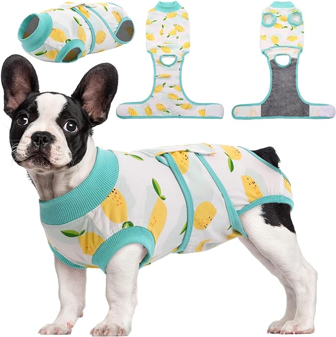 Kuoser Recovery Suit for Dogs Cats After Surgery, Professional Pet Recovery Shirt Dog Abdominal Wounds Bandages, Substitute E-Collar & Cone,Prevent Licking Dog Onesies Pet Surgery Recovery Suit