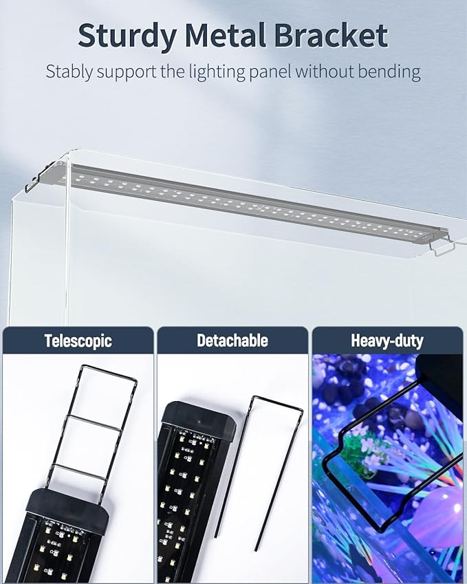 Pawfly 19W Aquarium LED Light for 30 to 36 Inch Fish Tanks Extendable Fish Tank Light with Full Spectrum Brilliant White Blue Red Lights with Daytime & Night Modes and Adjustable Brightness