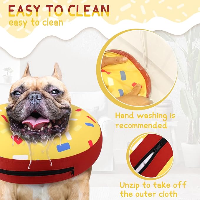 Supet Inflatable Dog Cone Collar Recovery Head Cone, Dog Neck Donut Collar Recovery E Collars for Dogs Dog Donut Collar after Surgery