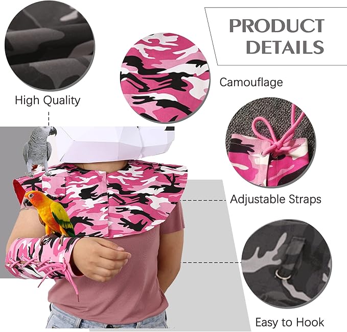 Bonaweite Pet Bird Shoulder Poop Protector, Anti-Bite Shoulder Pad Diaper Shawl for Parrot, Protective Anti-Scratch Arm Guard for Macaw African Budgies Parakeet Agapornis Fischeri Cockatiel Lovebird