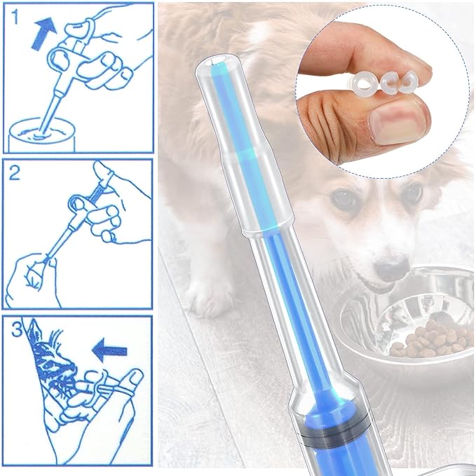 2 Pieces Pet Pill Plunger Popper for Small Cats Dogs Pill Gun Dispenser Shooter Pet Piller Soft Tip Tablet Syringe Pusher Animal Medicine Feeder for Feeding Accessories (Blue)