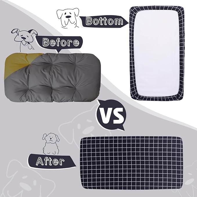 Dog Bed Cover, Dog Bed Liner, Dog Bed Replacement Cover,Cotton Dog Mattress Cover,Large Dog Beds with Washable Covers 58x28 Inches-Easy to Remove